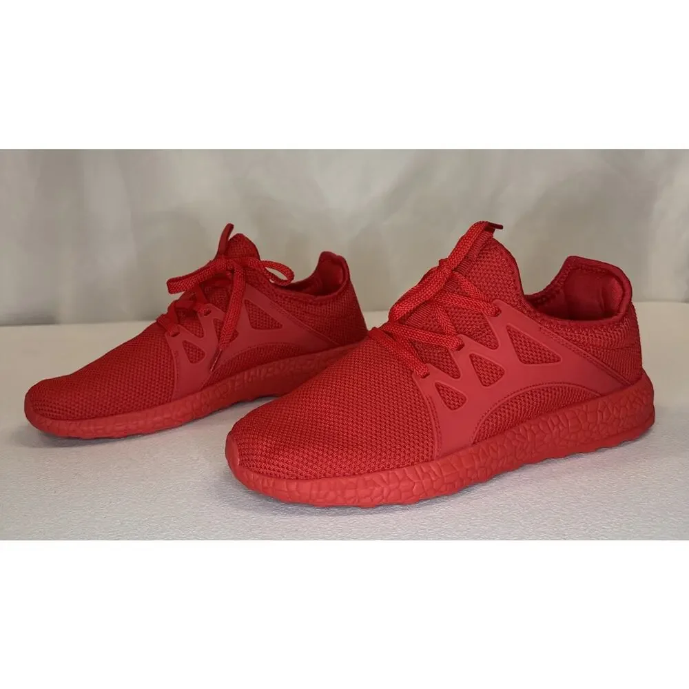 Women's Red Mesh Athletic Sneakers Lightweight Running Walking Gym Shoes Size 42